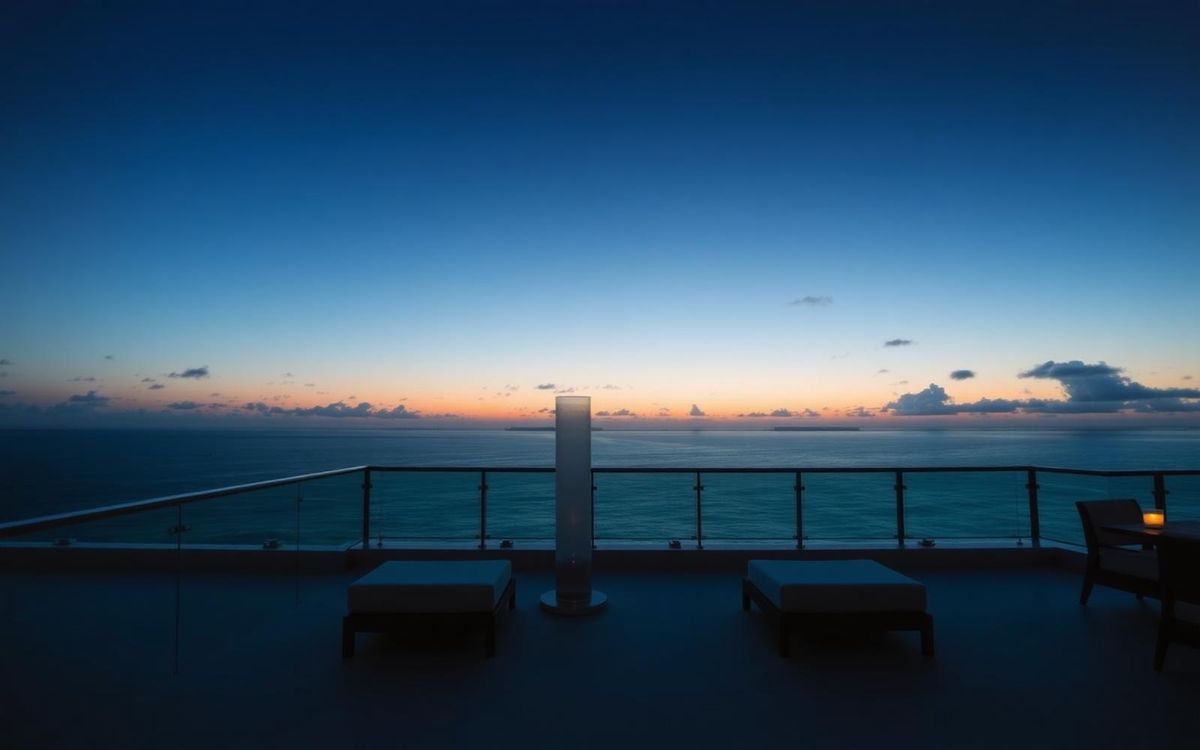 Vue d'un établissement hôtelier de Saint-Barthélemy au crépuscule